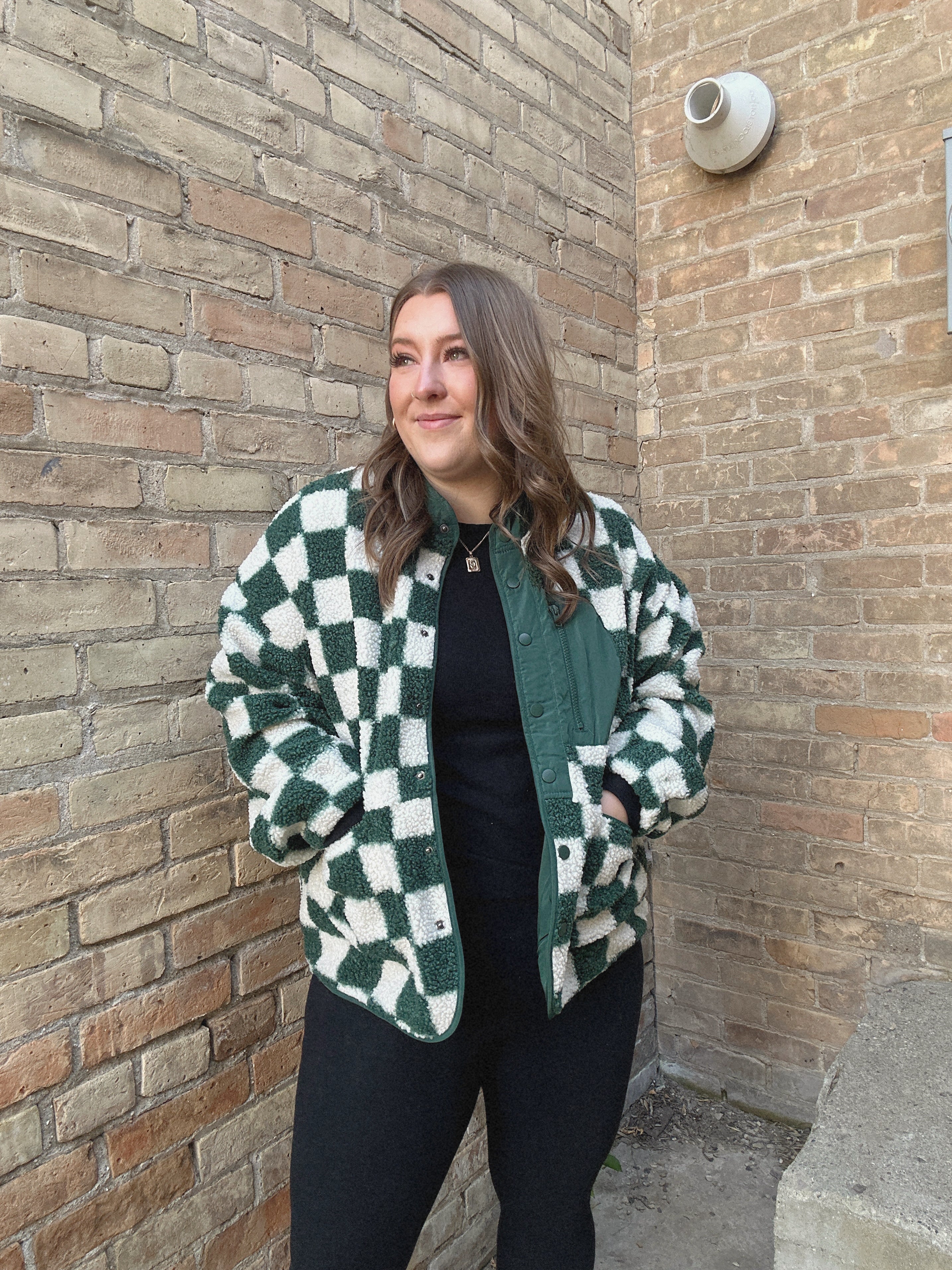 Checkered Snap Button Jacket