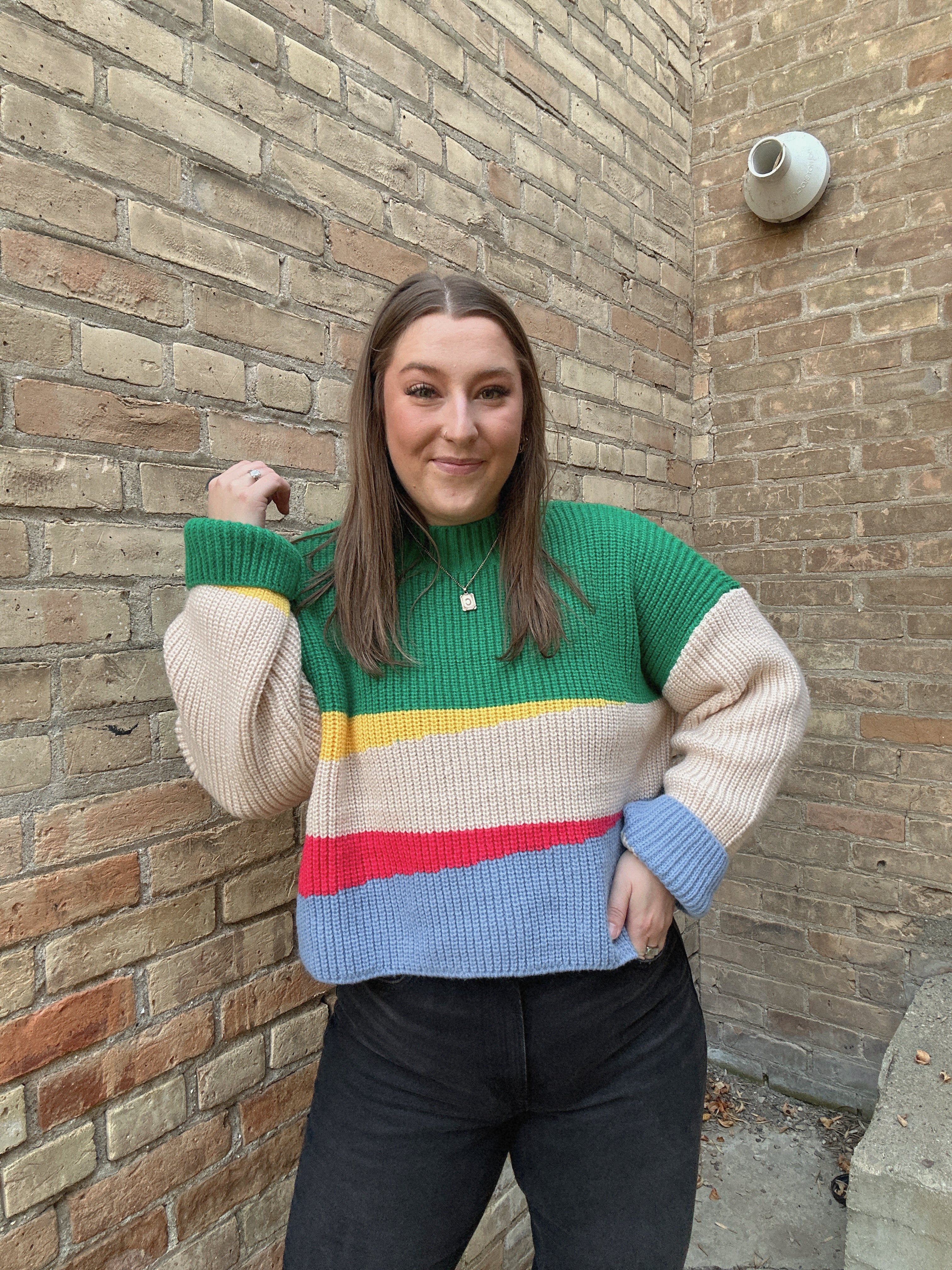 Color Block Crop Sweater