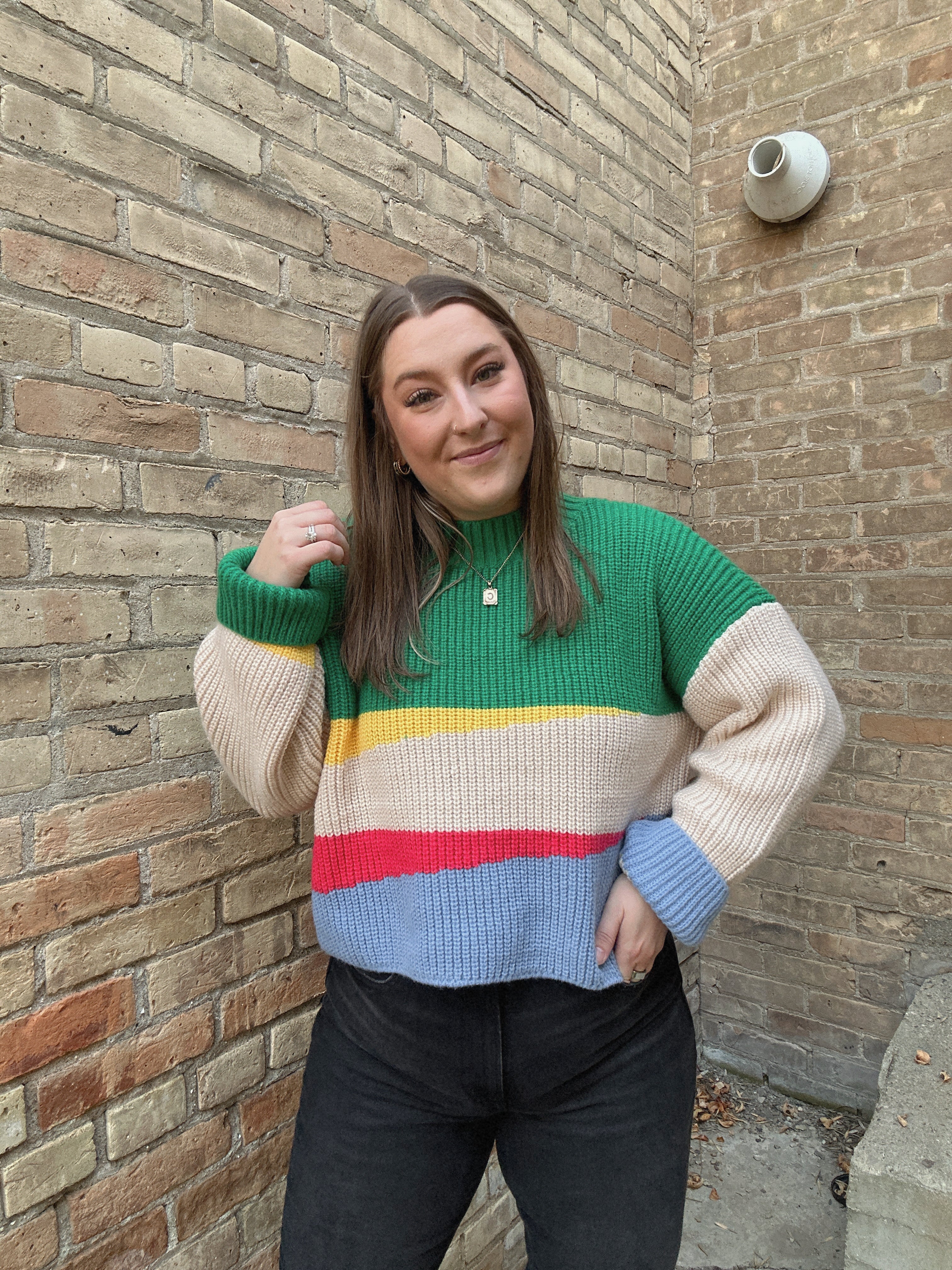 Color Block Crop Sweater