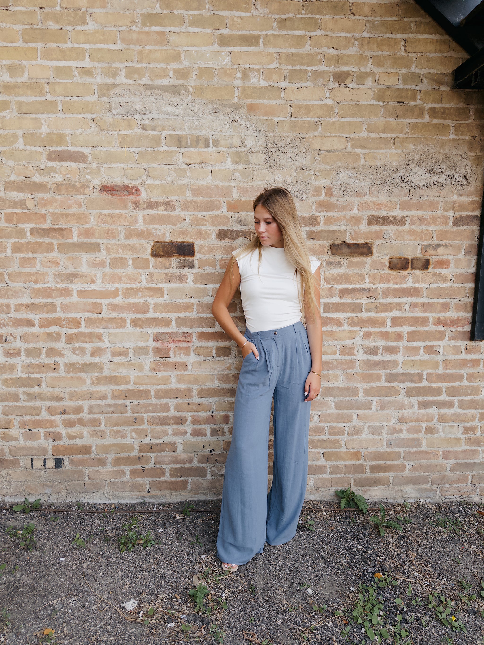 High Waist Pleated Wide Leg Pant