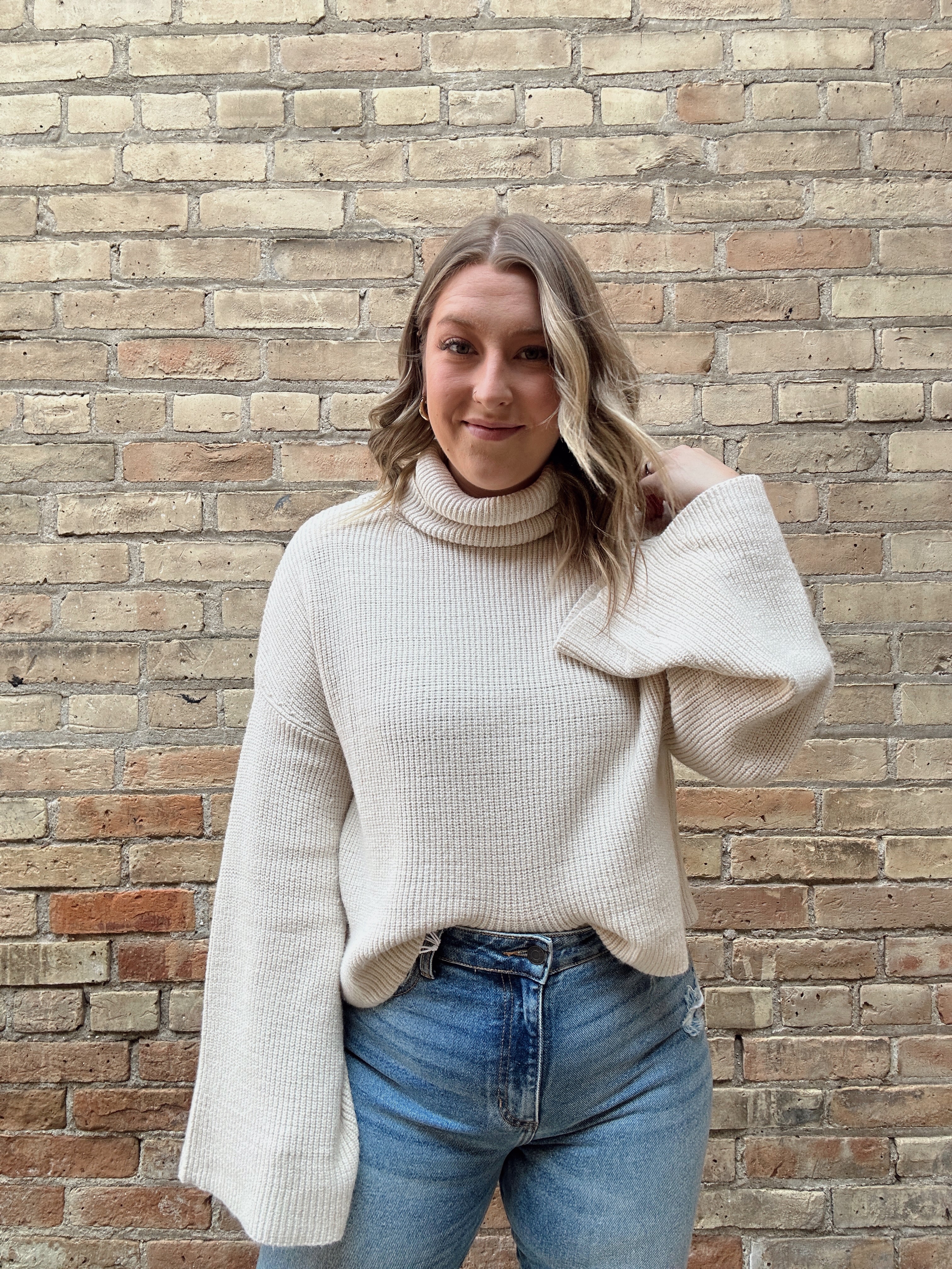 Turtleneck Bell Sleeve Sweater – Uptown Casuals