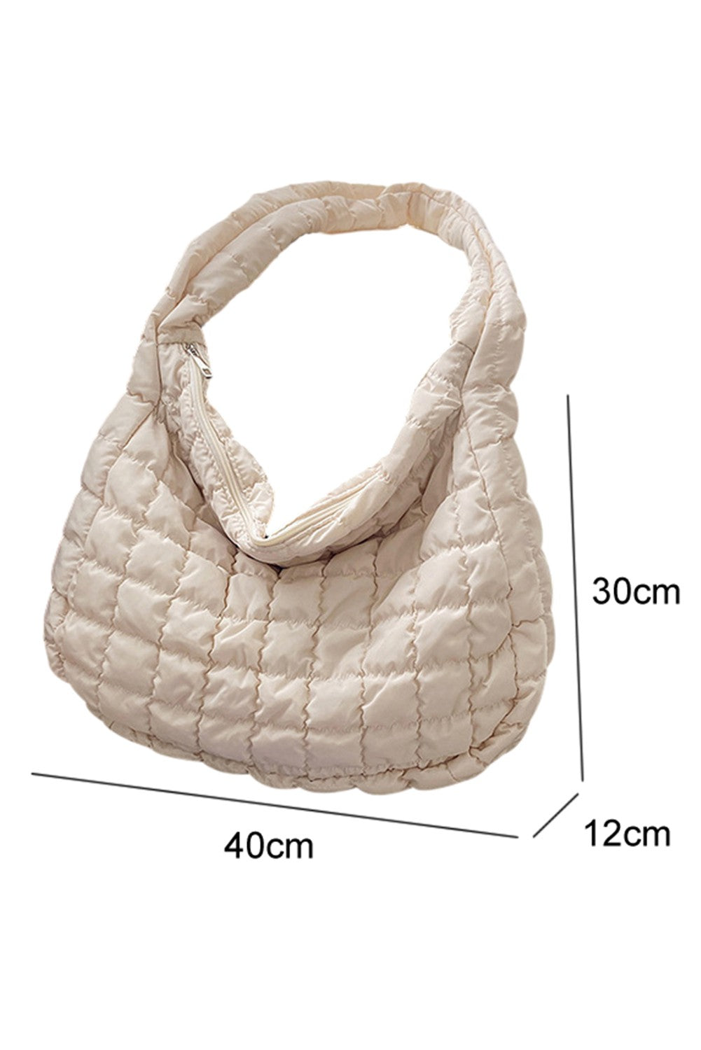 Quilted Zip Large Shoulder Bag